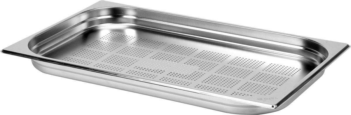 YATO Professionele Geperforeerde Gastronorm Bak GN 1/1 – 40 mm Diep – 6.0 Liter – Hoogwaardig RVS 201 – Temperatuurbestendig -40°C tot +300°C