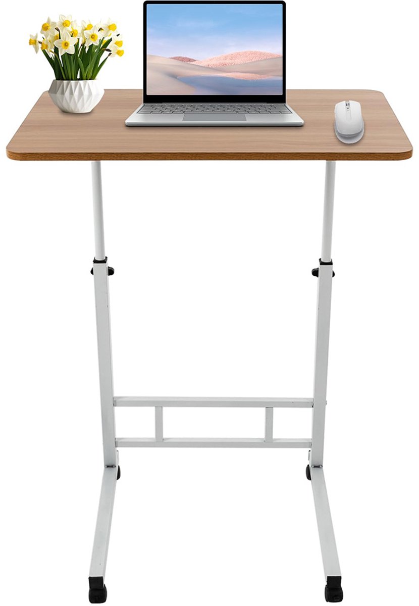 Laptoptafel - Verplaatsbaar nachtkastje - Tafel op wielen - Nachtkastje voor luie mensen - In hoogte verstelbaar - Bureau voor thuis - Walnoot