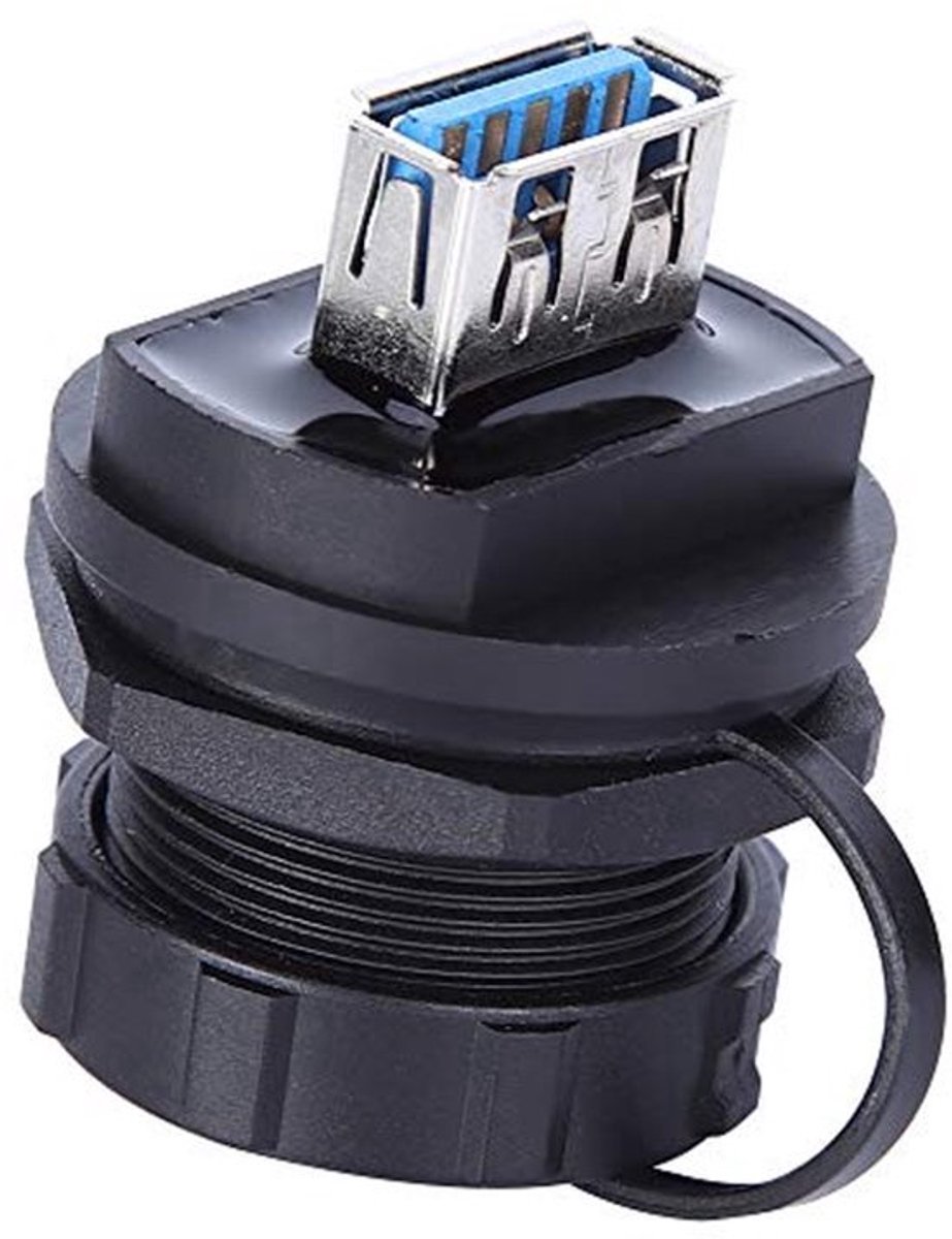 Waterdichte USB Connector PA66 - Dual USB 3.0 Met Stofkap Voor Mobiele Telefoons, Auto's, Harde Schijven