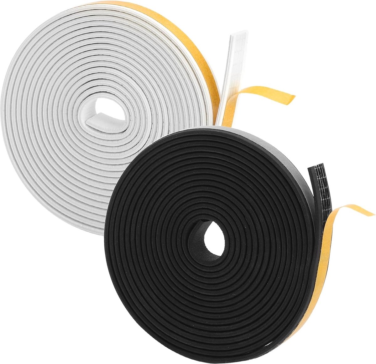 Thijox - 2 x Deurafdichtingstape voor Ramen en Deuren, 12 m, EPDM, Zelfklevende Schuimband, Tochtstopper, Geluidsisolatie, Wit/Zwart, 9x2mm
