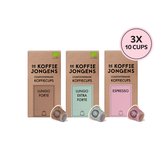 De Koffiejongens - Proefpakket - geschikt voor Nespresso - 100% biologische koffie - 3x10 composteerbare koffiecups