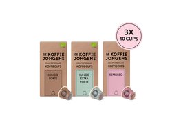 De Koffiejongens - Proefpakket - geschikt voor Nespresso - 100% biologische koffie - 3x10 composteerbare koffiecups