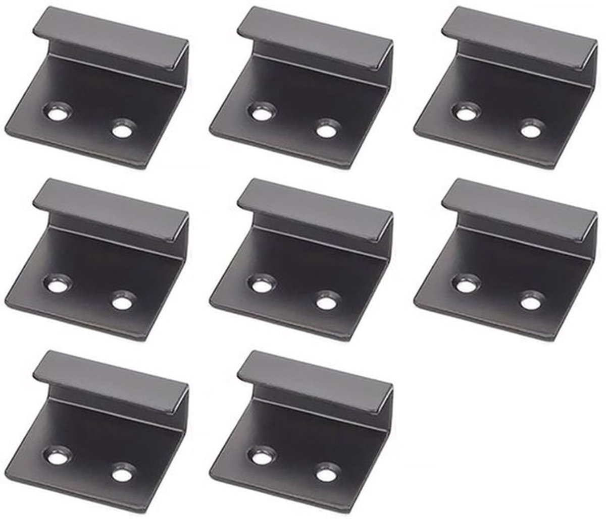Tegelhangerbeugel, 8 stuks 15 mm roestvrijstalen keramische tegeldisplaybeugel, wandhangerbevestigingsbeugel, wandhaak, fotohaken met montageschroeven (zwart)