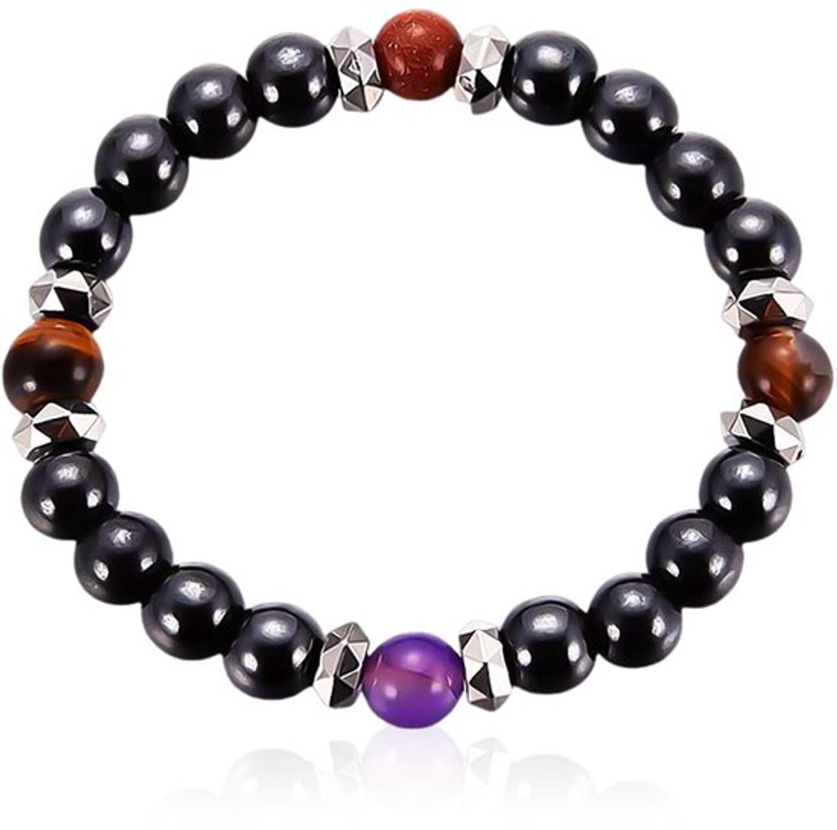 Set van 2 magnetische armbanden, chakra-sieraden, hematietarmband, bal, elastische armband, magnetisch, uniseks, geschikt voor dagelijks gebruik en feestelijke evenementen