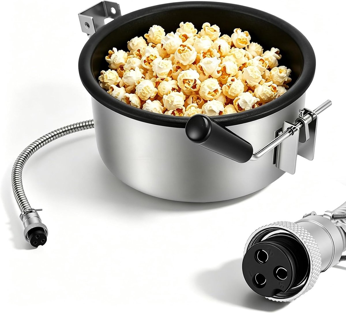 SnelShoppen - Hete Lucht Popcornmachine met Accessoires, 15 mm Anti-Corch Popcornpan, Elektrische Popcornpan voor Maïs en Snacks, Ø 210 mm, Perfect vo