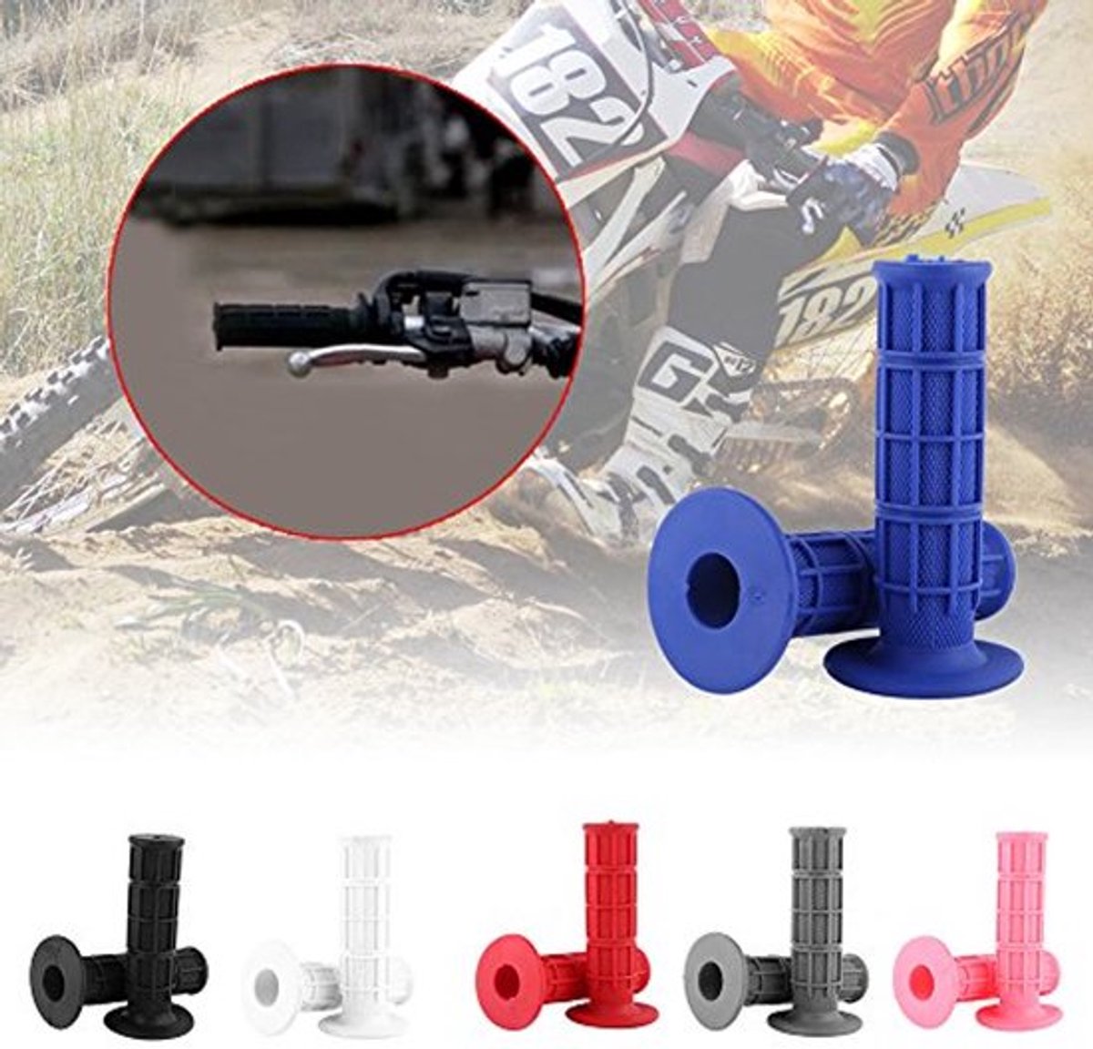 1 paar 22 mm 7/8 motorfiets stuurgrepen dekt universele motorfiets rubberen handgrepen default zwart Motorfiets stuur