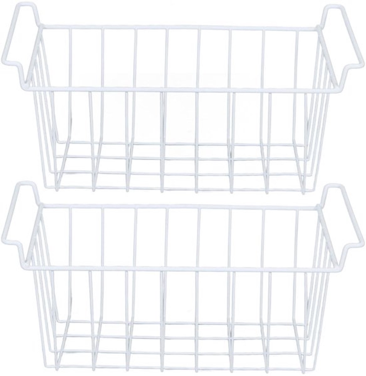 Grote 2 Stuks Diepvriesmanden met Draad, Roestvrij met Draagbare Handgrepen, Ideaal voor Bijkeuken, Koelkast, Badkamer, Slaapkamer, Wasruimte en Meer (49,5x24,5x20cm /