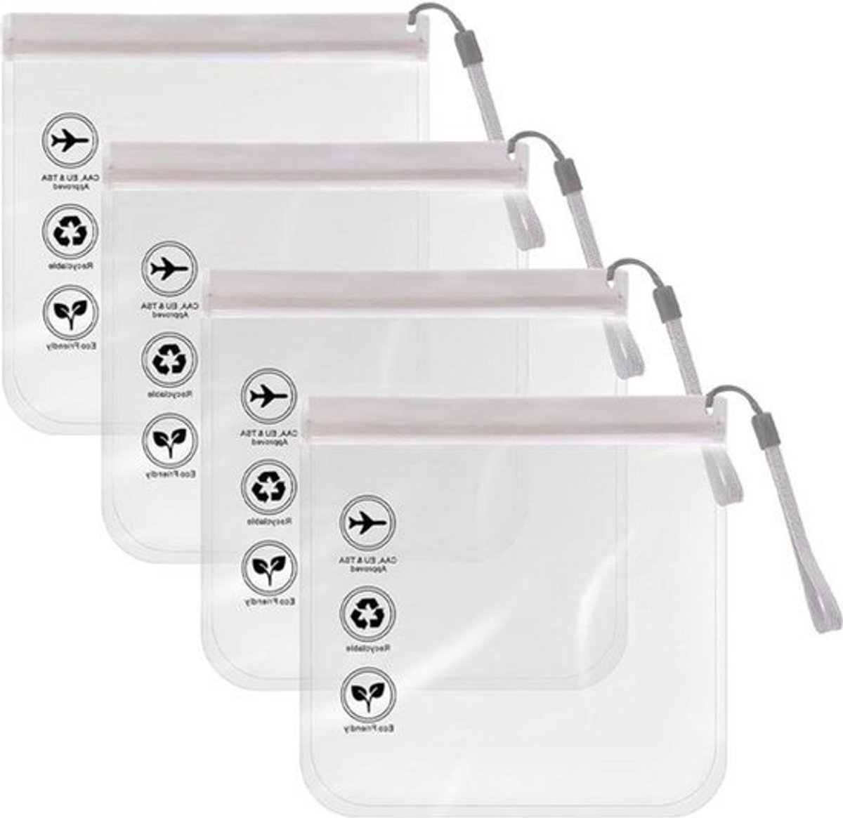 Waterdichte Reistas met Handvat - 4 Stuks Vliegtuigtassen voor Vliegreizen - Zilvergrijs
