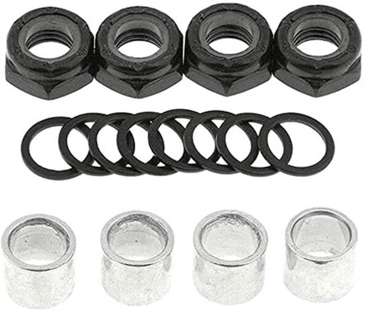 Skateboard Truck Speed Kit - 2 Sets met 16 Ringen, 8 Spacers en 8 Moeren - Voor Langdurige Prestaties