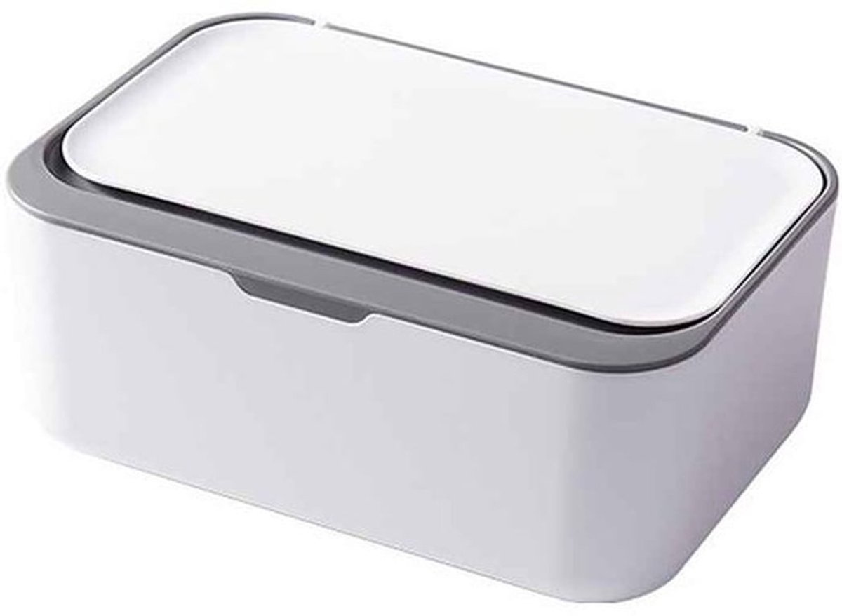 Doosje tissues, tissuebox met deksel, houdt vochtige doekjes schoon, servettendoos - grijs