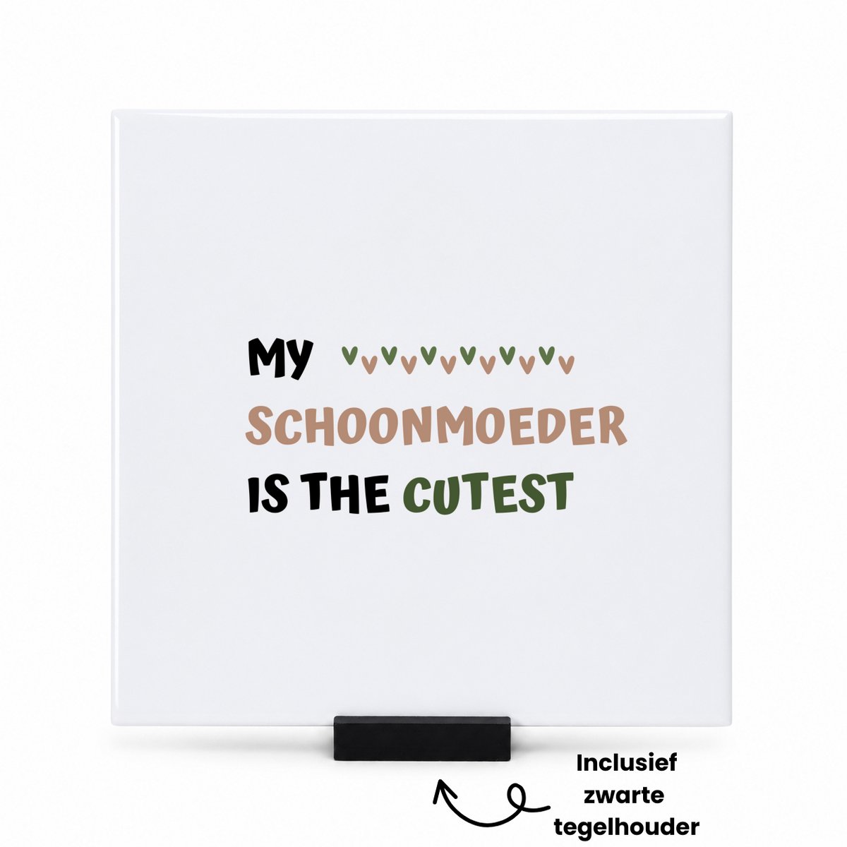 Hacebo my schoonmoeder is the cutest tegeltje met tegelhouder - schattige schoonmoeder - tegeltjes met tekst - Moeder cadeautjes - moederdag - verjaardagscadeau - verjaardag - cadeau - geschenk - kado - gift - spreuktegels - 15x15 CM Wit