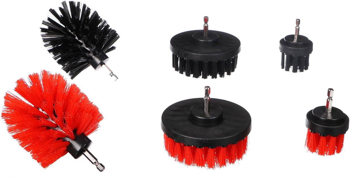 SnelShoppen - Car Detailing Drill Brush Set 6 Stuks | Harde & Zachte Borstels voor Auto en Huishouden | Ideaal voor Rims, Chassis en Harde Oppervlakke