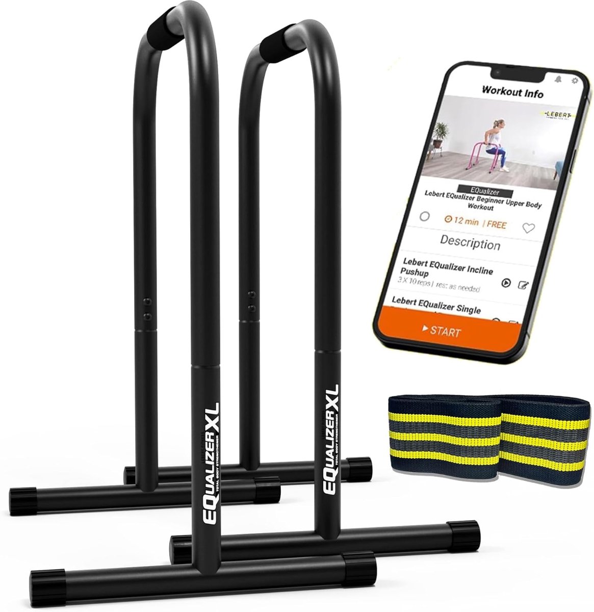 SnelShoppen - Fitness Equalizer met Weerstandsband - Multifunctionele Dip Stand, Pull-Up Bar, Push-Up Steunen, Stabiel en Duurzaam - Voor Thuis Gym, B