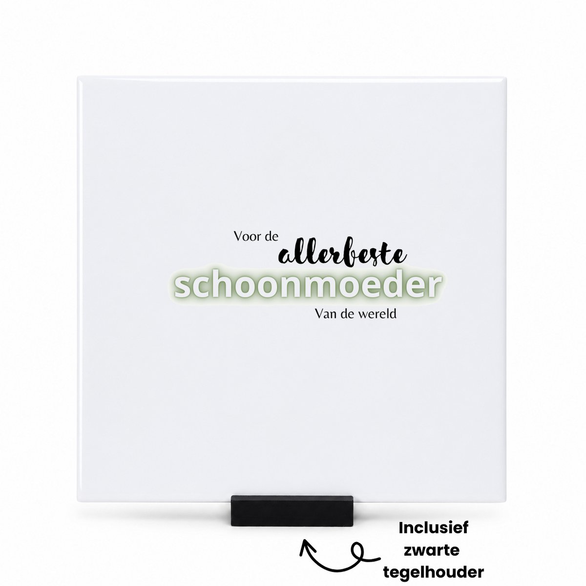 Hacebo voor de allerbeste schoonmoeder van de wereld tegeltje met tegelhouder - de beste schoonmoeder - tegeltjes met tekst - Moeder cadeautjes - moederdag - verjaardagscadeau - verjaardag - cadeau - geschenk - kado - spreuktegels - 15x15 CM Wit