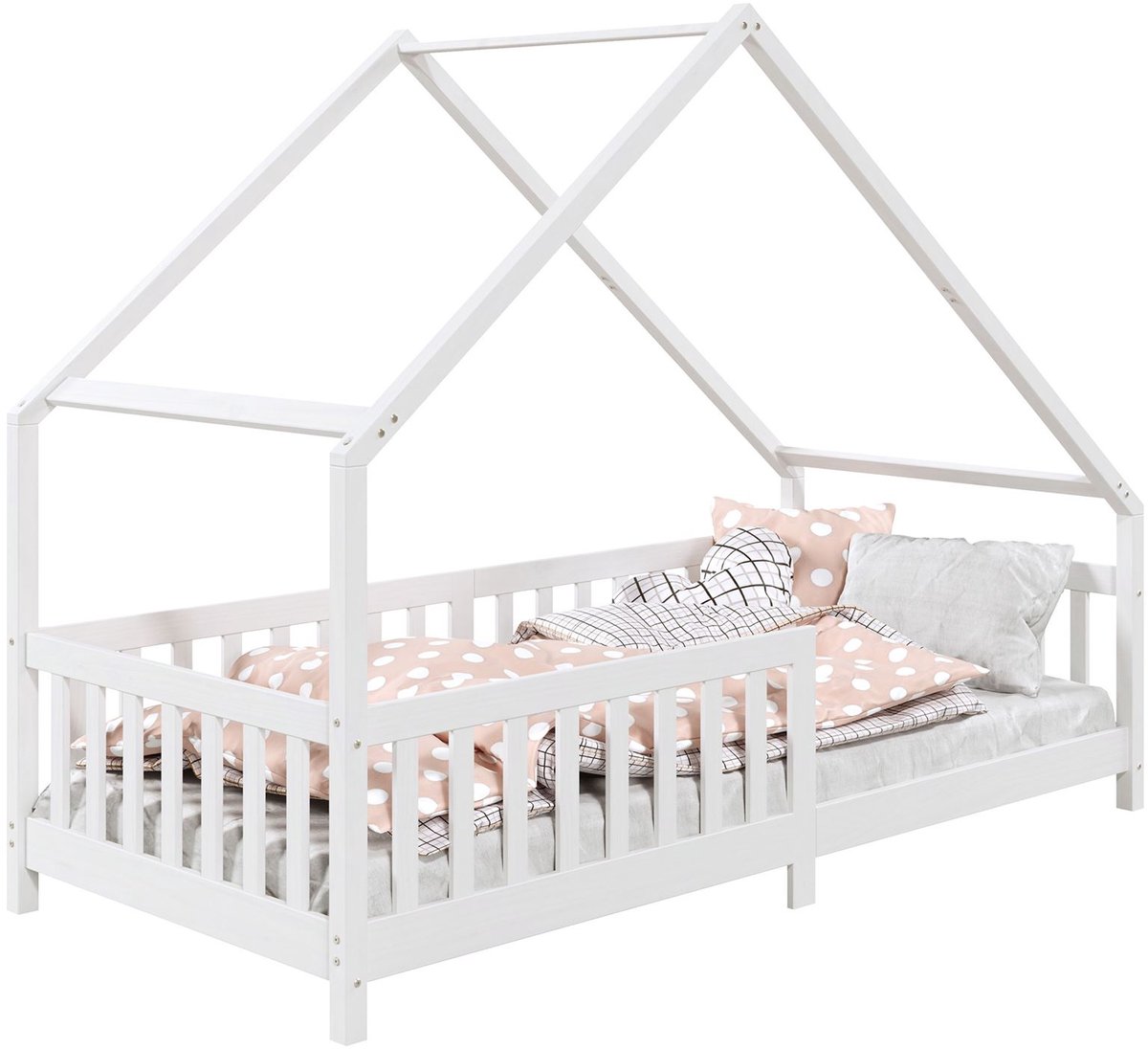 Huisbed CORA 90 x 190 cm met valbeveiliging - Wit