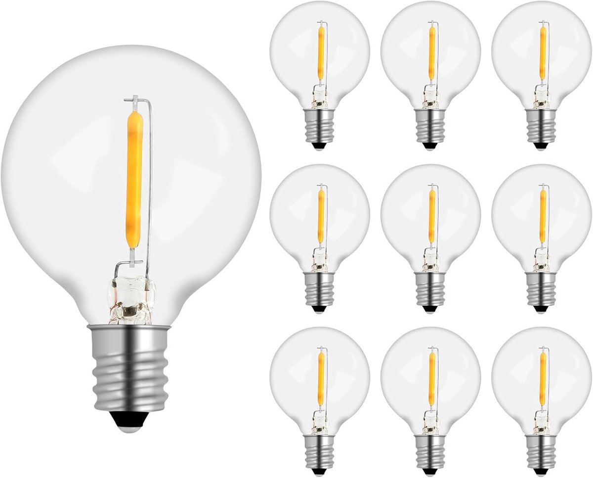 SnelShoppen - 10 Pack G40 1W LED Buitenlampen 220V, E12 Fitting, Warm Wit 2700K, Waterdichte Energiezuinige Vervanglampen voor Feestverlichting Tuin S