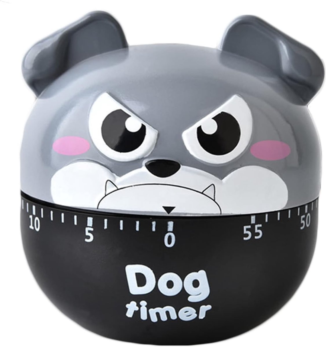 SnelShoppen - Mechanische Keuken Timer - Grijze Puppy Kookwekker - Handmatige 60 Minuten Timer - Geschikt voor Bakken en Koken - Leuk en Functioneel K