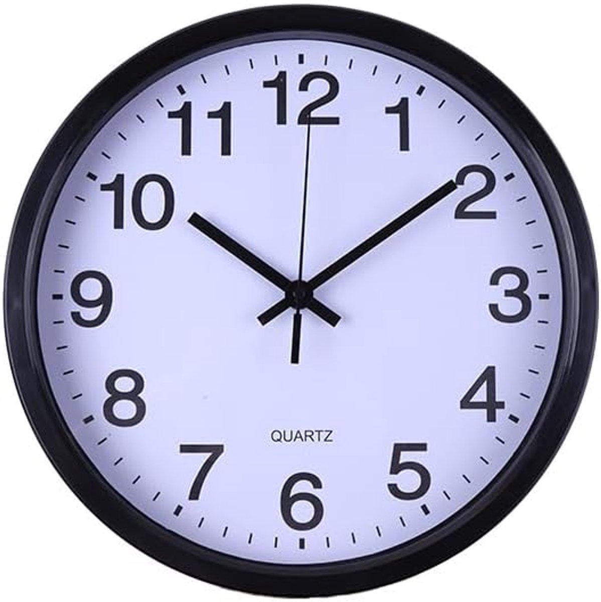 SnelShoppen - Wandklok 12 inch Stille Quartz Klok - Zwart met Grote Cijfers - Modern Decor voor Thuis, Kantoor, School en Keuken - Energiezuinig en Li