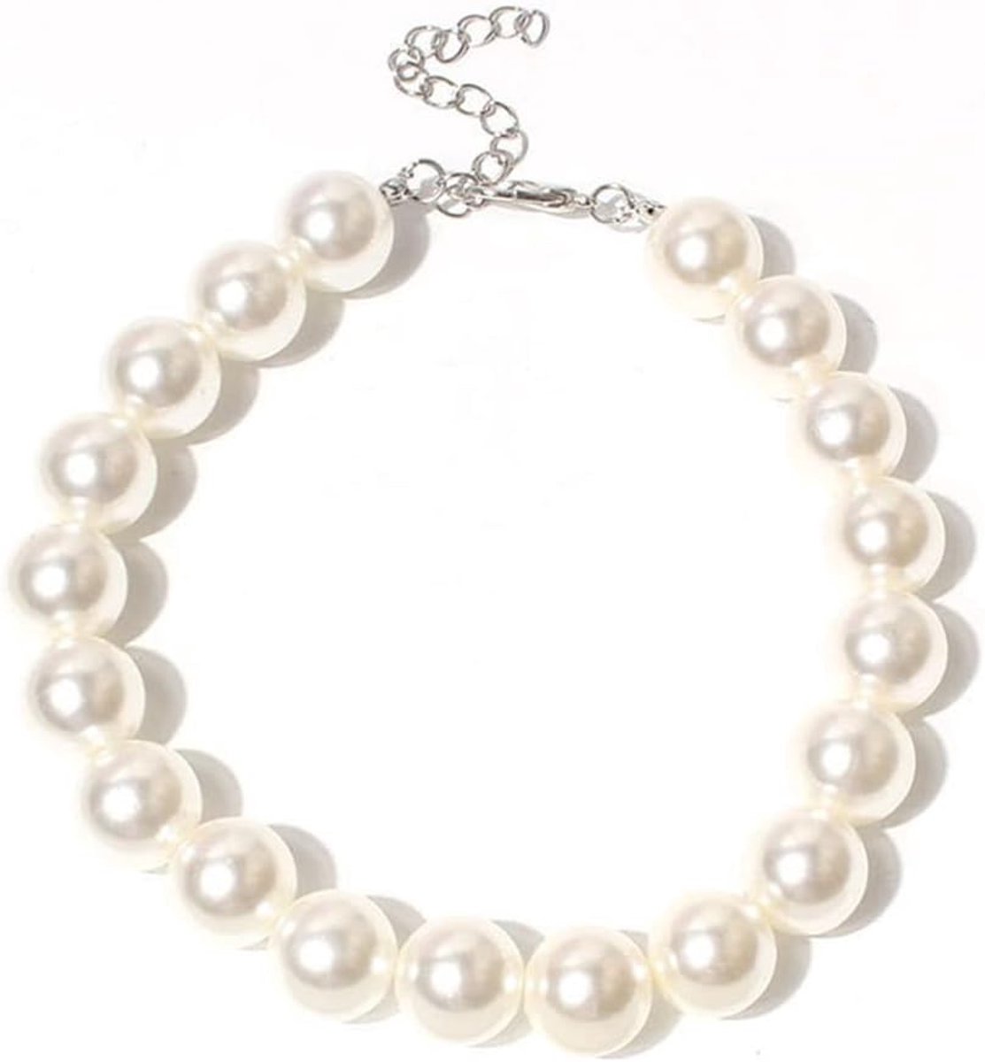 SnelShoppen - Schattige Kat & Hond Parelsnoer Verstelbare Dierlijke Sieraad Halsband voor Chihuahua & York, Witte Kleur, Perfect voor Feestjes & Dagsc