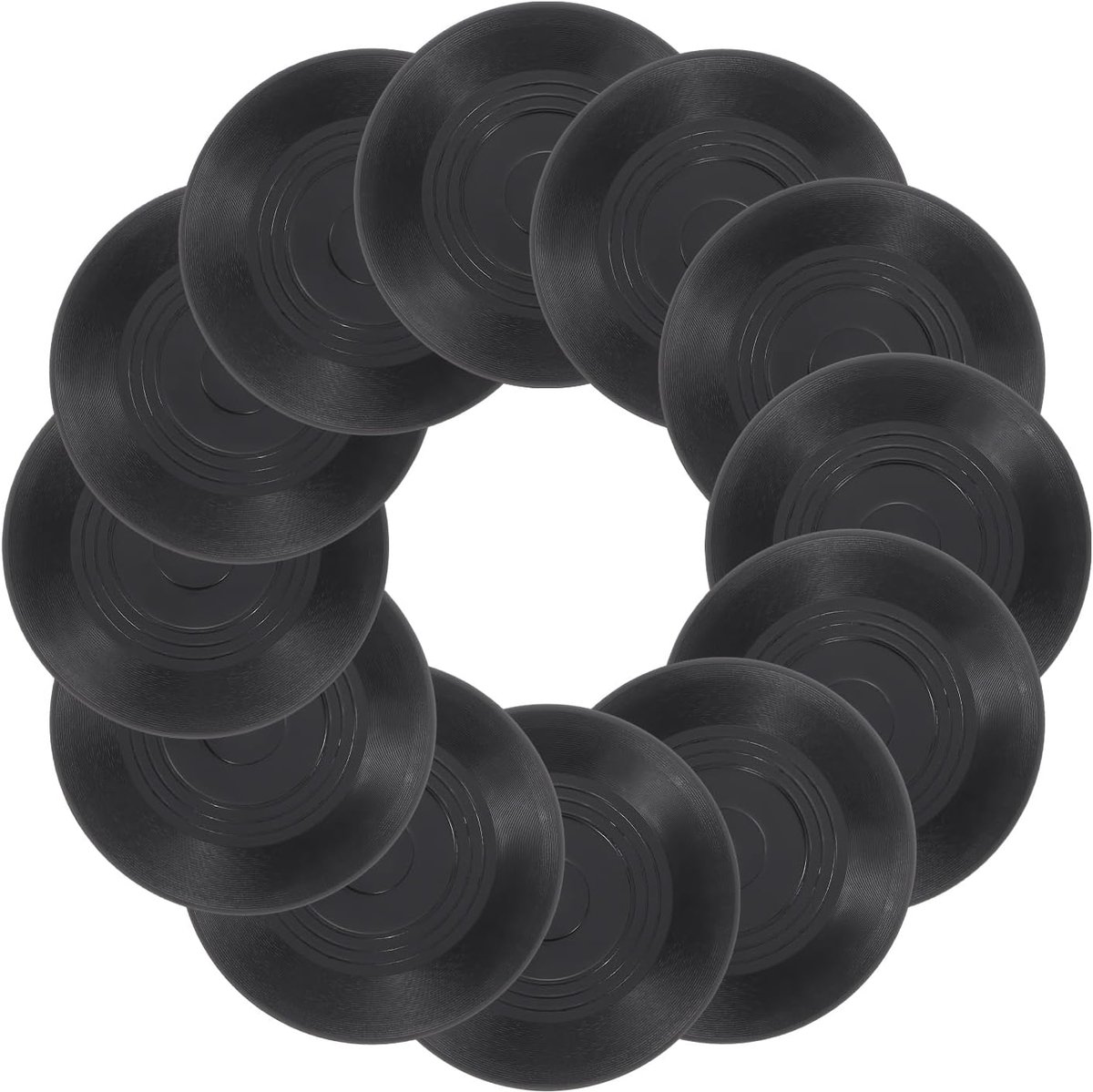 SnelShoppen - 12 Stuks Blank Vinyl Discs 4 Inch Decoratieve Vinyl Schijven voor Muurdecoratie, PVC Nepplaatjes voor Feesten en Thuisgebruik, Zwart