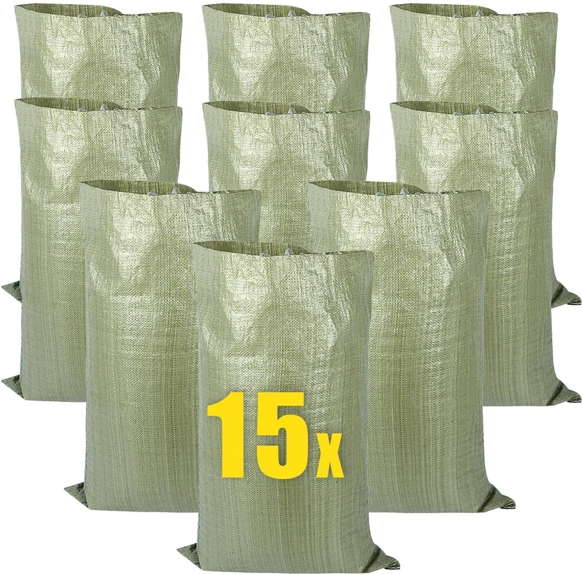 SnelShoppen - Pack van 15 Grote Afvalzakken 95 x 55 cm, Herbruikbare Stofzakken van Polypropyleen voor Tuin, Bouw, Groenten en Huishoudelijk Afval