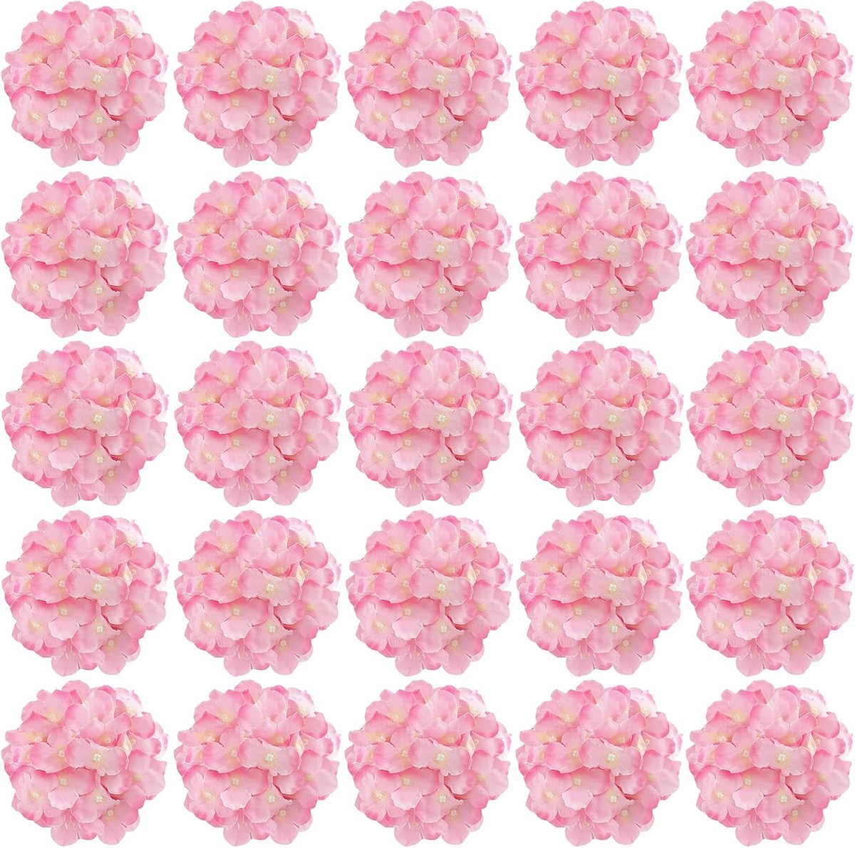 SnelShoppen - 30Pcs Kunstbloemen Hydrangea Hoofden Kunstmatige Rozen voor Bruiloft Decoratie - Donkerroze - Silk Bloemen met Verwijderbare Stelen - 7