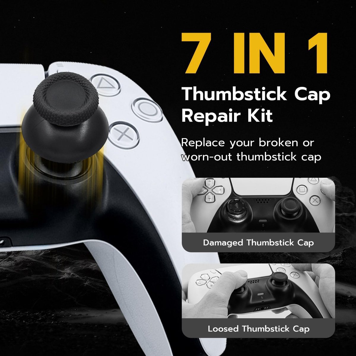 SnelShoppen - Joysticks voor PS-5 Controller, Analog Joystick Reparatieset - Zwart, Duurzaam, Precisie Controle, Vervangingscaps, Game Accessoires