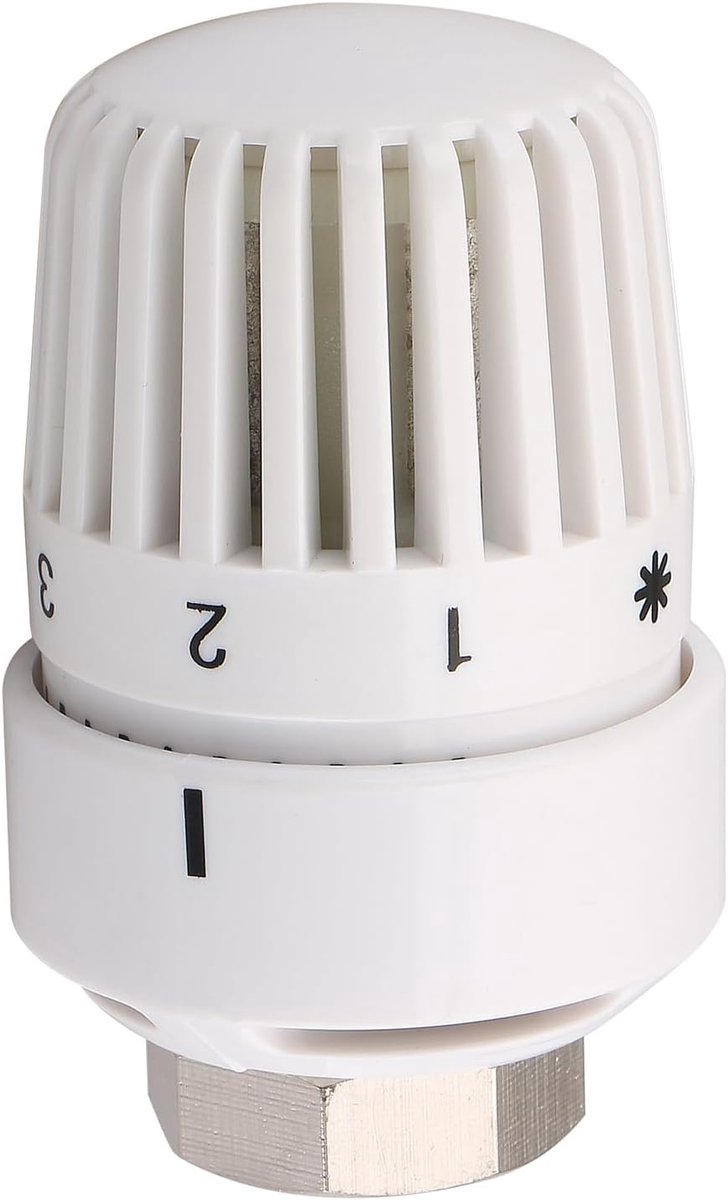 Thijox - Wengart Thermostaatkraan M30x1.5 - Radiatorklep Temperatuurregeling - Wit - Voor Huishoudens en Kantoor - Automatische Kamertemperatuurregeli