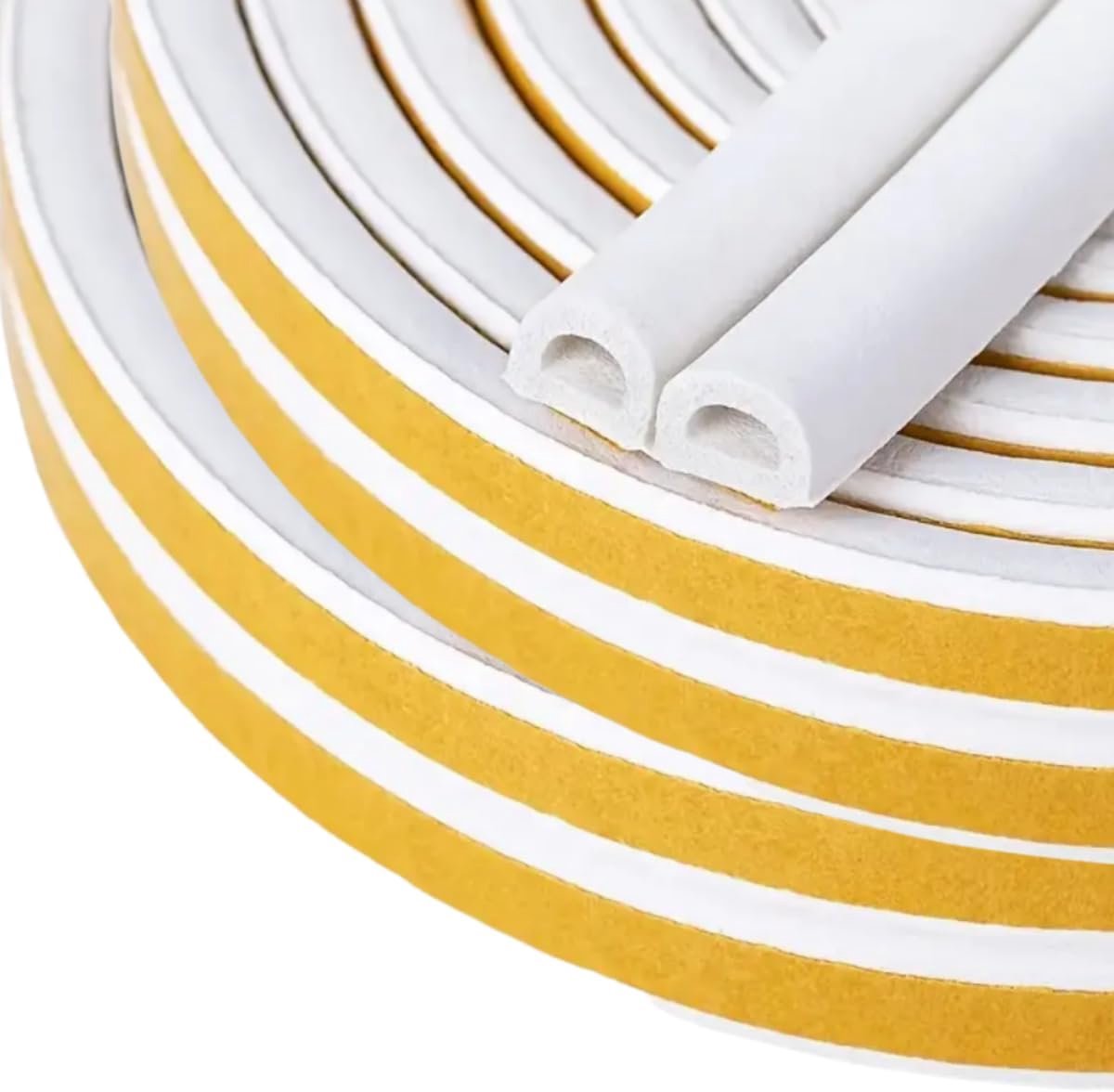 SnelShoppen - Zelfklevende D-Type Sealing Tape voor Deuren en Ramen - Geluidsisolerende, Waterdichte en Winddichte Foam Strip - 20m Wit - Ideaal voor