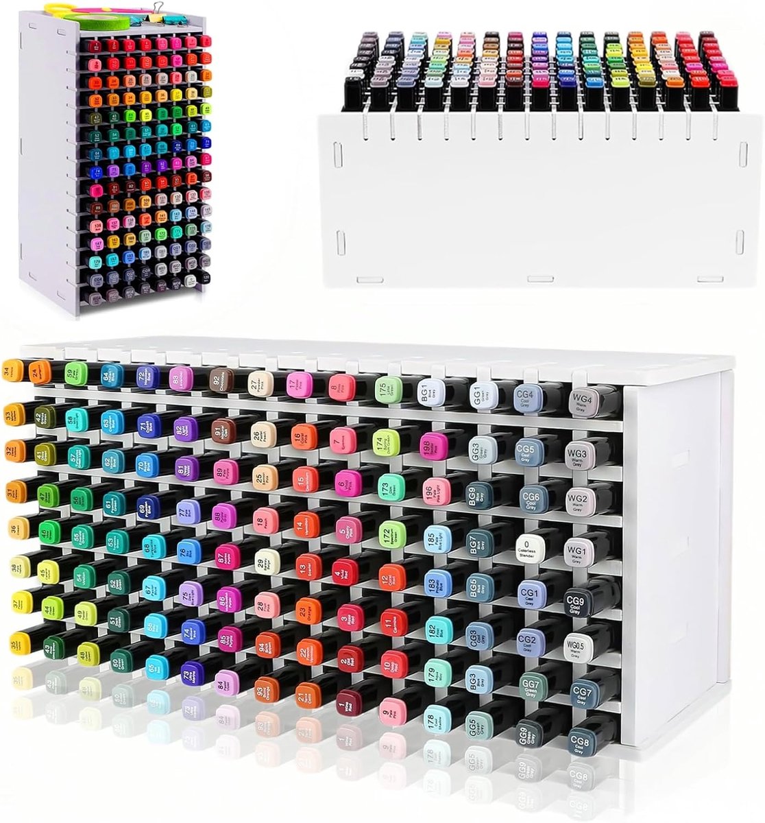 Thijox - Bureau-organizer voor 120 pennen, vilt opbergdoos, marker-organizer met 6 scheidingswanden, geschikt voor kleurpotloden, markers en schrijfge