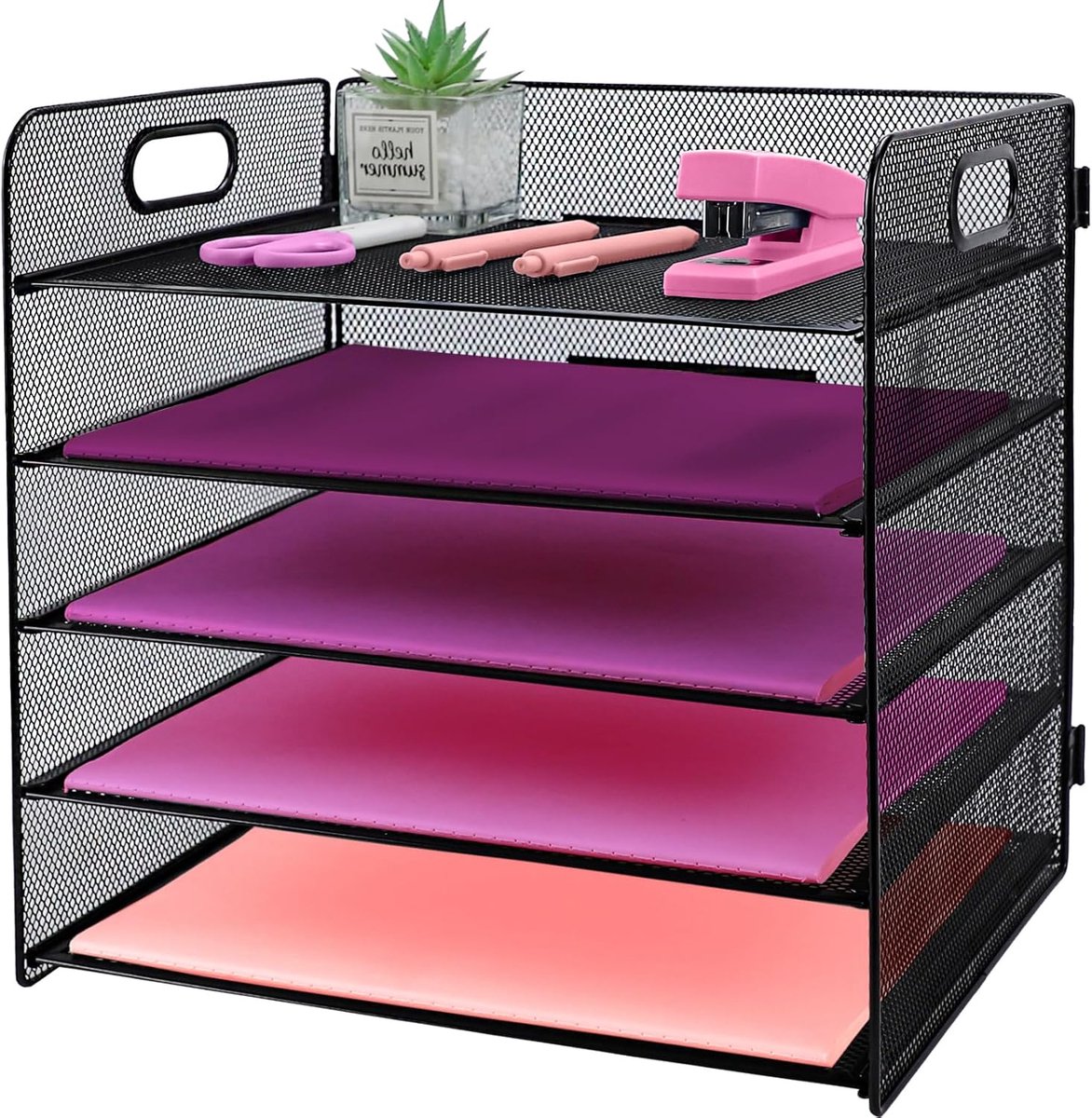 SnelShoppen - Paper Letter Tray, 3 Laags Bureau Documenten Organizer, Papieren Sorter, Zwart Metaal, Ideaal voor Tidy Desk, Ruimtebesparend, Stijlvol