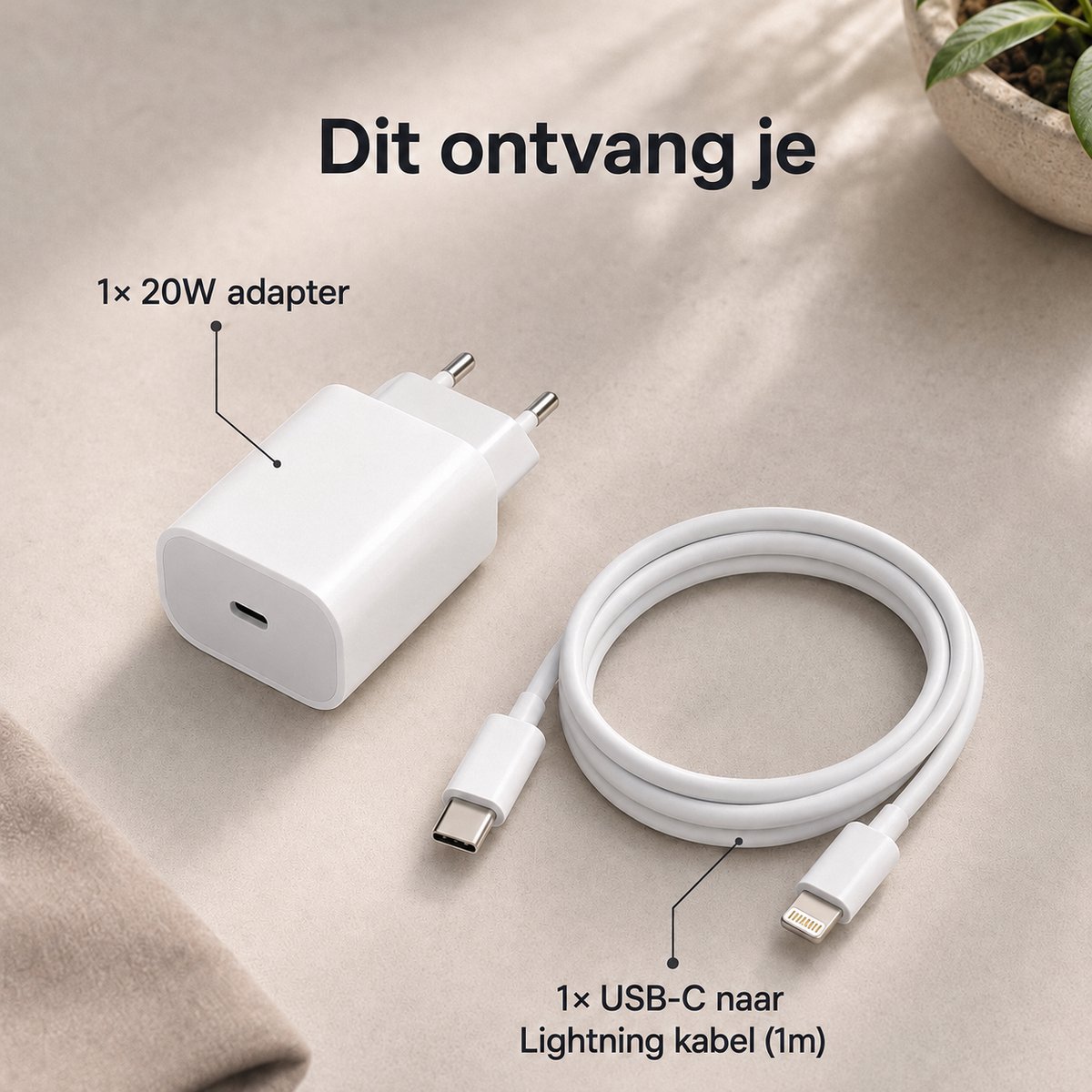 AB Goods Oplader Set - Adapter + Kabel 1M - 20W USB-C Snellader - 1M Kabel - Geschikt voor iPhone Oplader (6 t/m 14) - Compatibel als Oplader iPhone - Snellader voor Lightning Smartphone's — cadeau in Cadeau-ideeën - foto 8