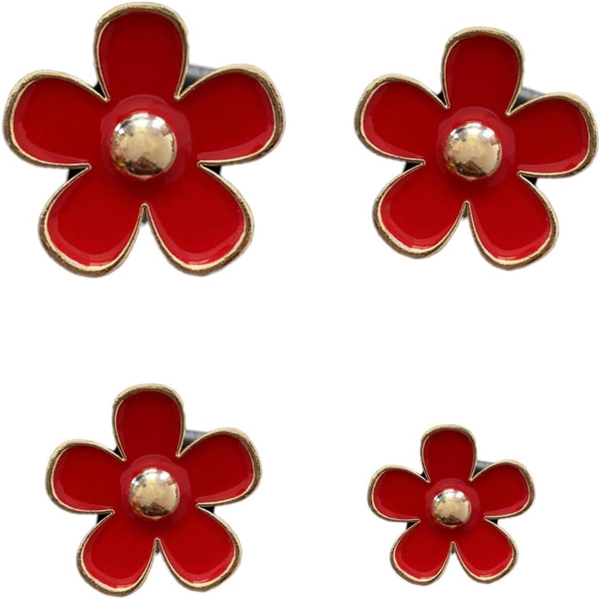 SnelShoppen - 4x Daisy Auto Ventilatie Clips - Schattige Bloem Airconditioning Clip - Auto Luchtverfrisser en Decoratie voor Vrouwen - Rood - Hoogwaar