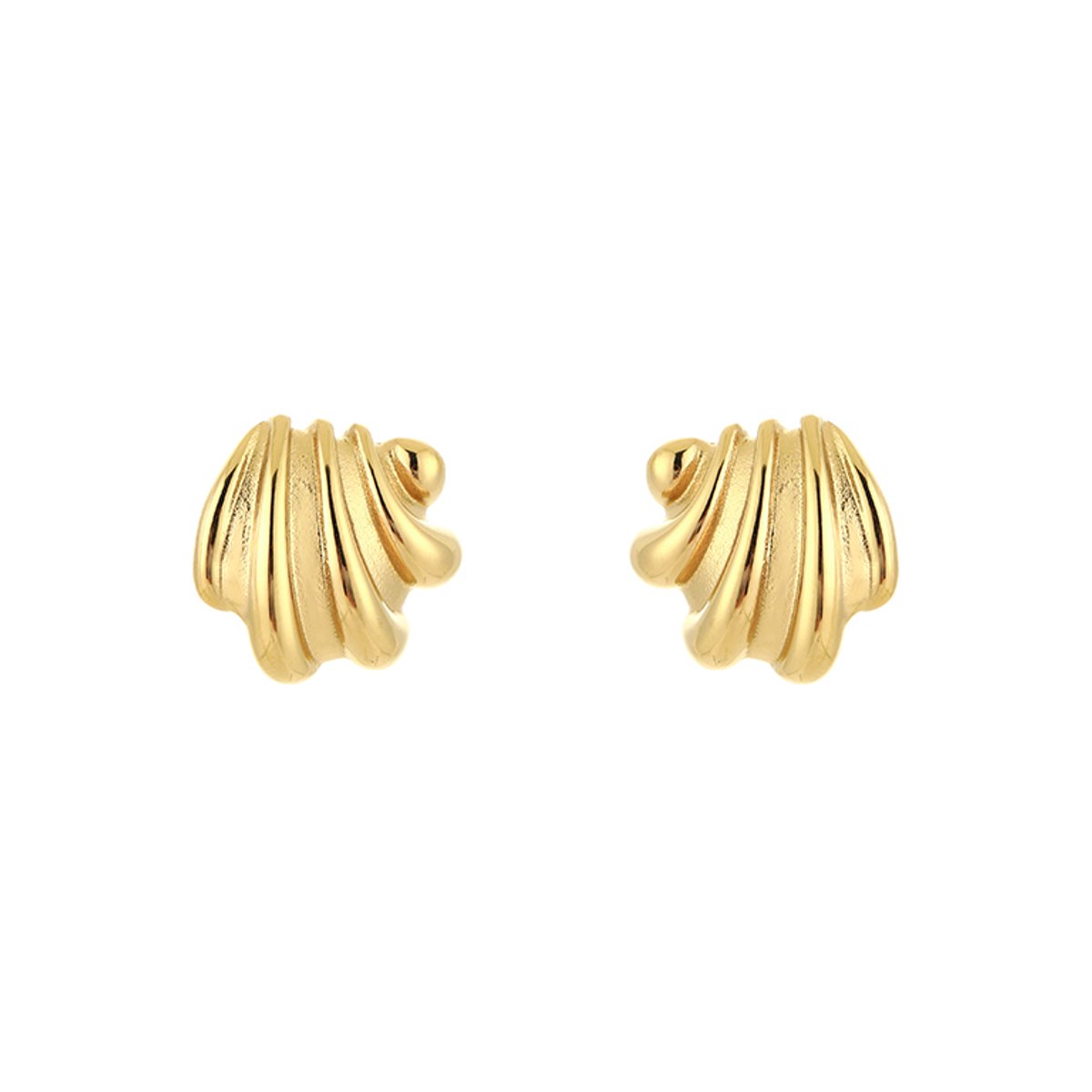 Stainless Steel Chique Oorbellen – Elegante & Ribbelige Oorstekers - RVS - Goud
