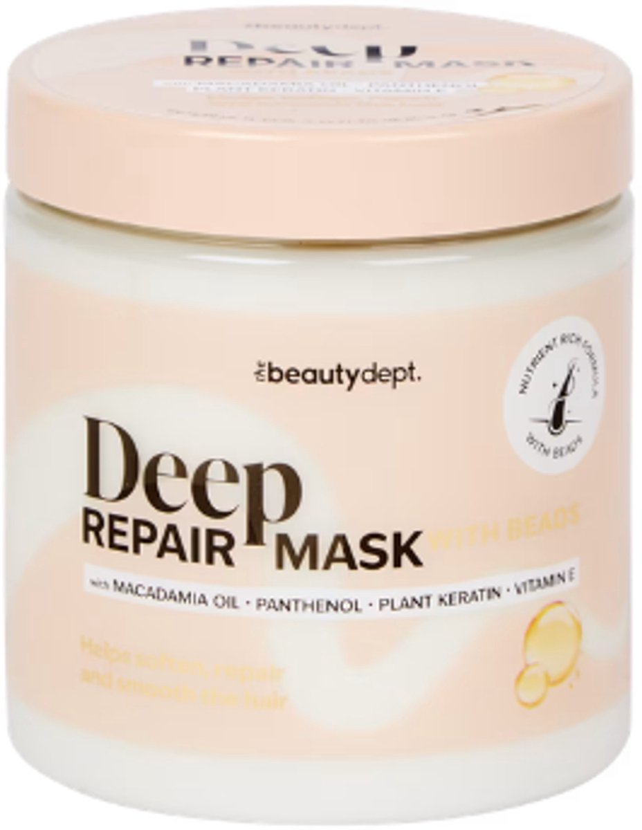 The Beauty Dept. Deep Repair Haarmasker - 250 ml | Intensief Herstellend Haarmasker - Met Macadamia-olie, Panthenol, Plantaardige Keratine & Vitamine E