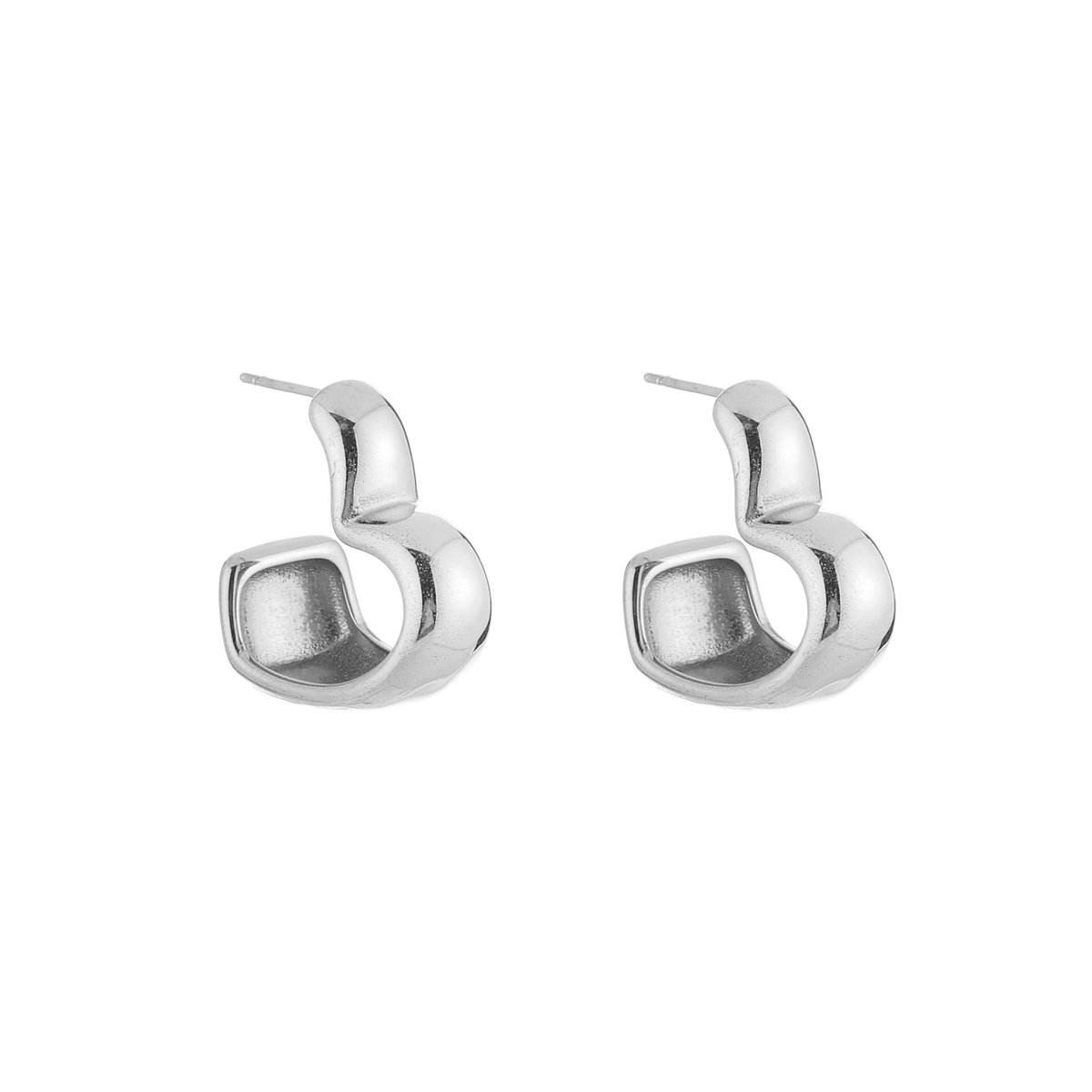 Stainless Steel Hart Oorringen – Romantische & Trendy Chunky Oorbellen - RVS - Zilver