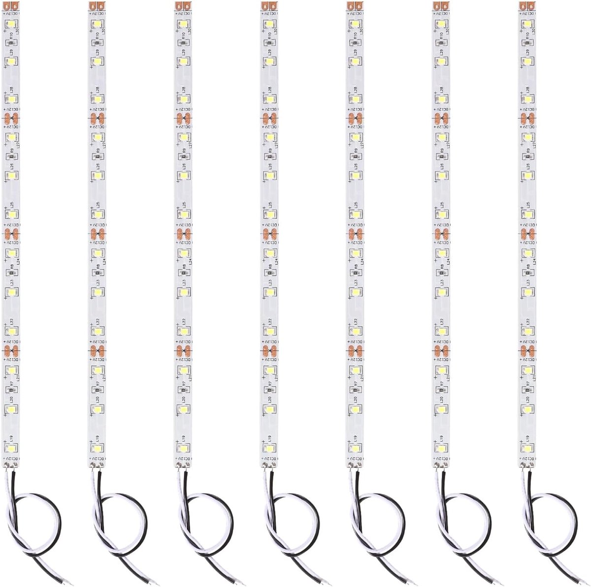 SnelShoppen - 6 Stuks 200mm 12V - 18V Voorbedrade SMD LED Strip, Flexibele en Zelfklevende Model Rail LED Verlichting, Wit