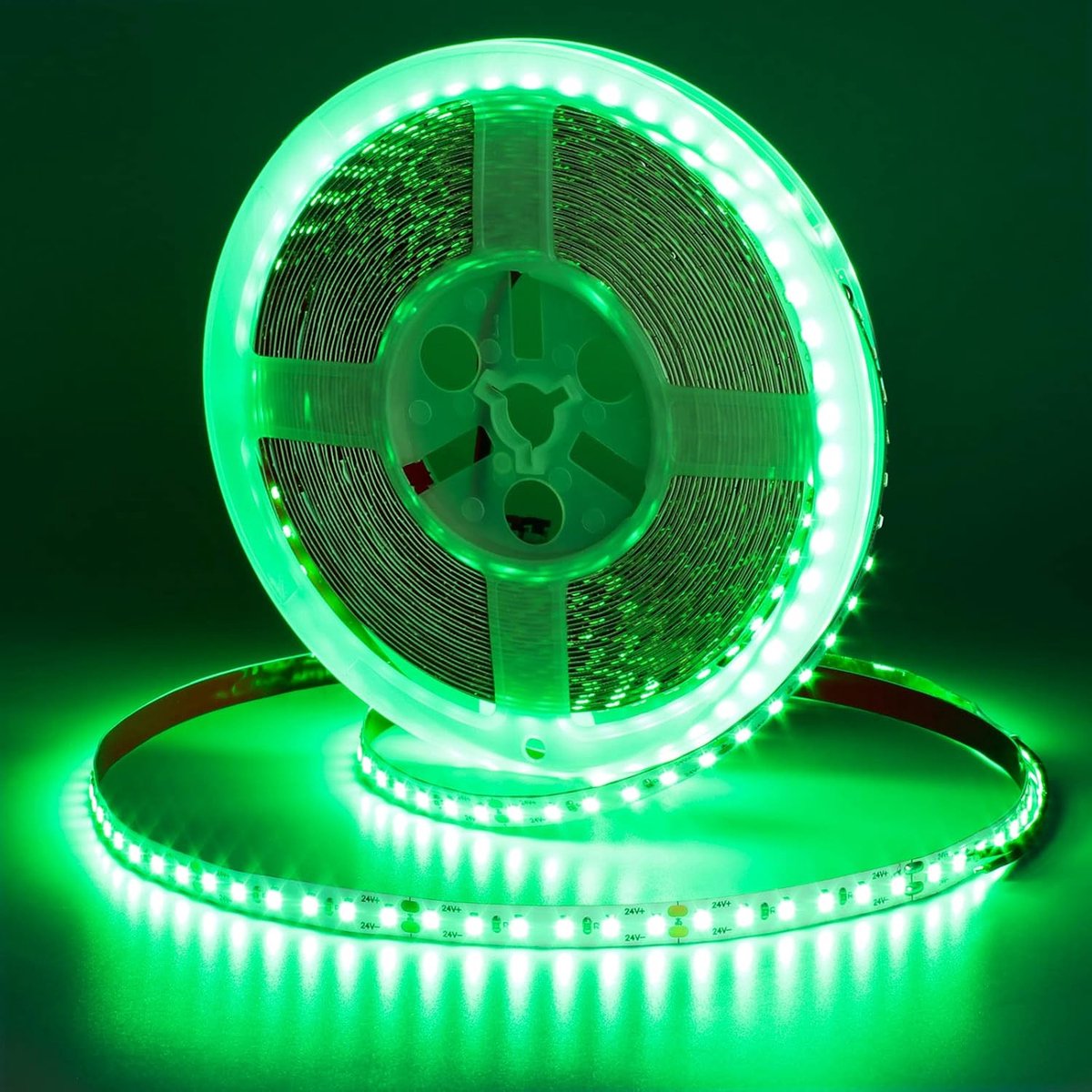 SnelShoppen - 10M SMD2835 LED Strip Groen 24V 90W 120LED/m Flexibel IP20 Niet Waterdicht Zelfklevend LED Tape voor DIY KTV Bar Decoratie
