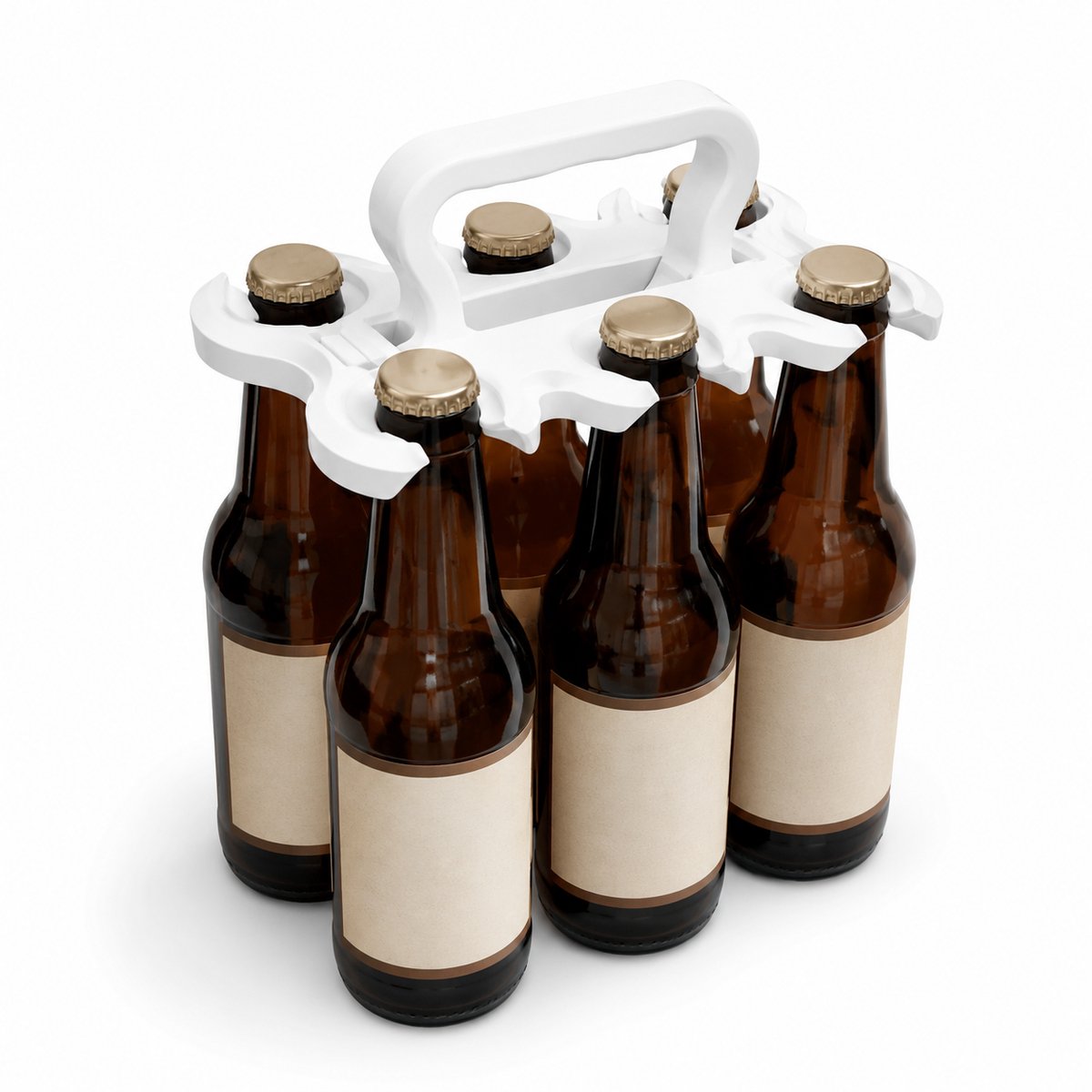 Skushy bierdrager en bierhouder - praktische houder voor het meenemen, neerzetten en presenteren van bierflesjes, geschikt voor thuis, feestjes, barbecue, picknick, borrel of als cadeau voor bierliefhebbers