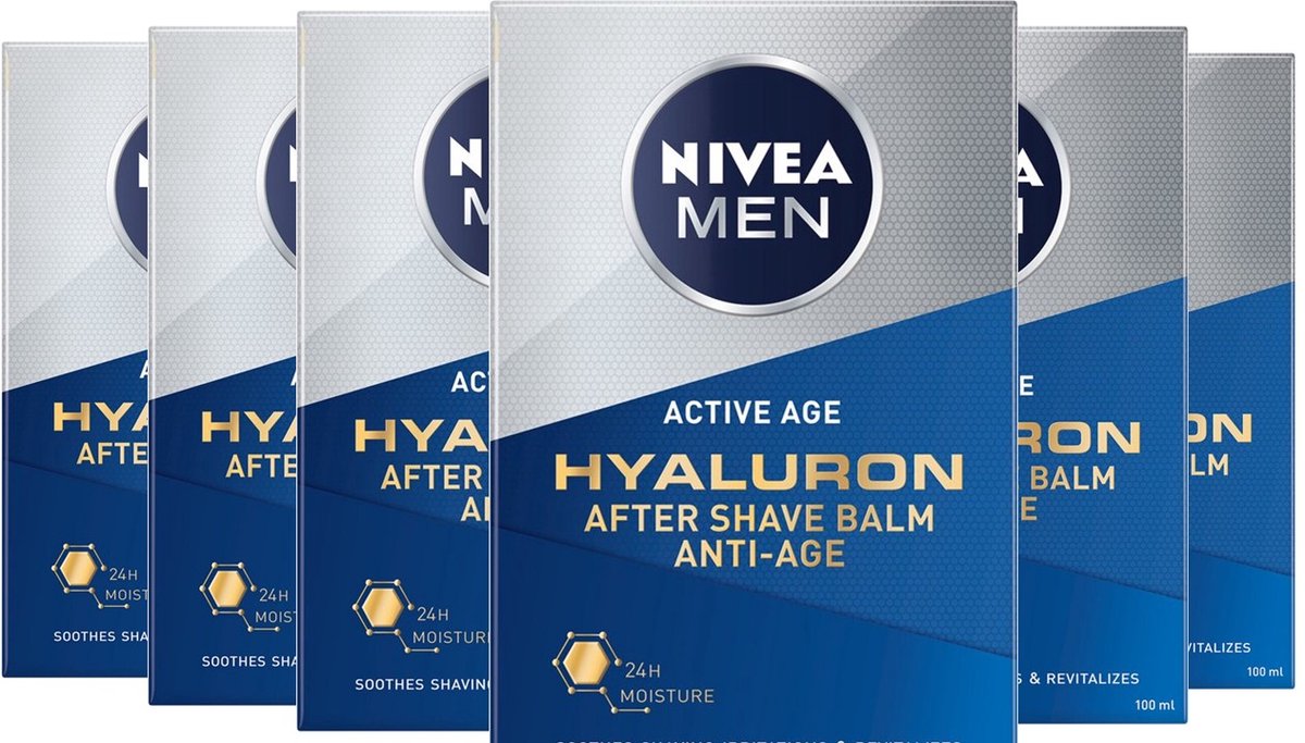 NIVEA Men - Anti-Age Hyaluronzuur After Shave Balm - 6 x 100 ml - Voordeelverpakking