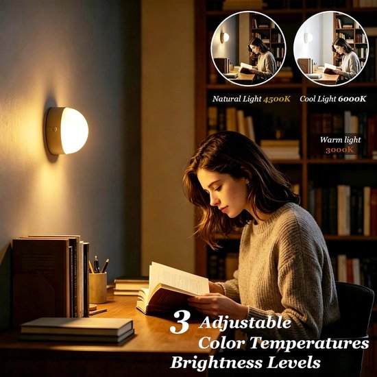 SnelShoppen - 2x Oplaadbare E27 LED-lamp met Afstandsbediening, Dimbare Magnetische Lamp voor Snoerloze Verlichting, 3 Kleuren, Ideaal voor Huis, Tuin — afbeelding 2