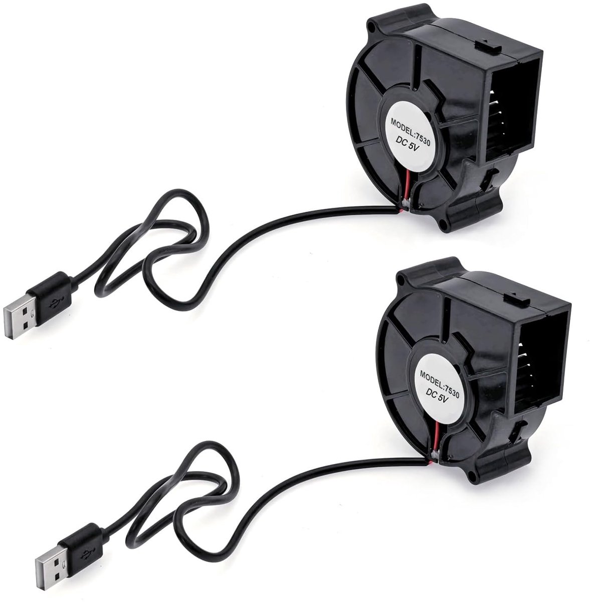 Thijox - Mini USB Koelventilator 75mm - 5V DC - 3000 RPM - Borstelloze Ventilator voor 3D-printer, Camping, Keuken - 2 Stuks - Geluidsarm en Efficiënt