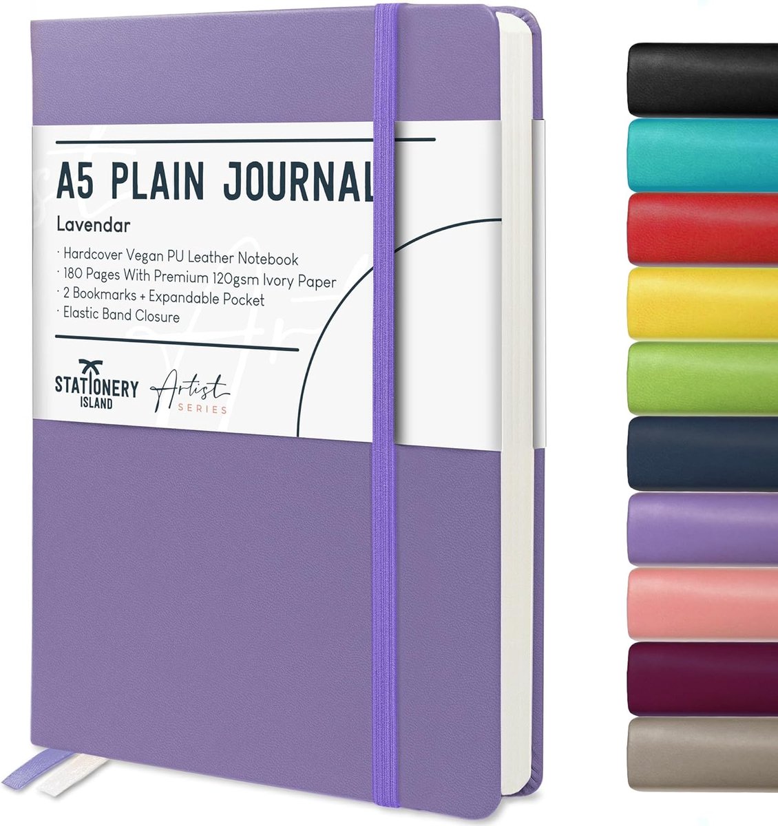 SnelShoppen - A5-notitieboek ongevoerd ongelinieerd hardcover dik premium papier 120 g/m² 180 pagina's blanco paars schrijfboek leren plannen dagboek