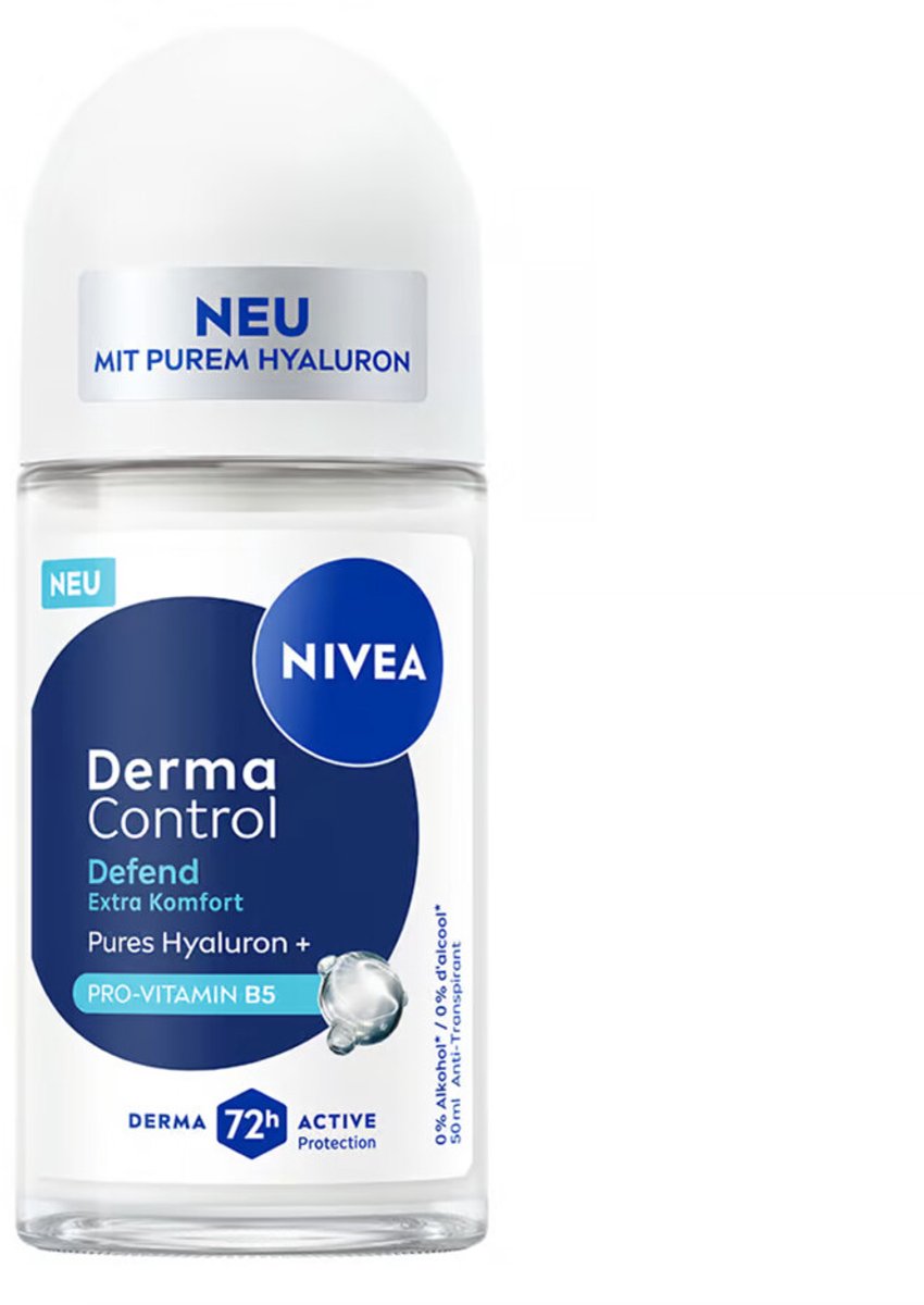 NIVEA Deodorant Roller Derma Control Defend - 12 x 50 ml - Voordeelverpakking