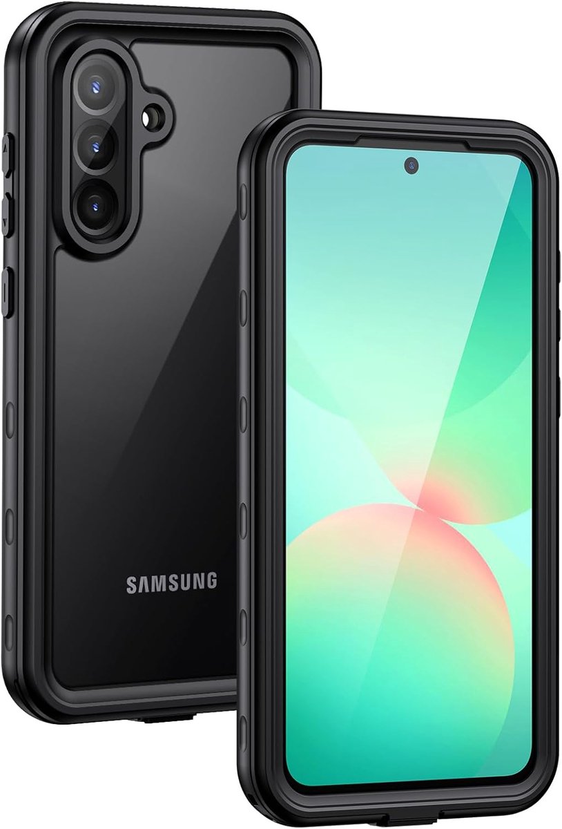 SnelShoppen - Waterdichte Telefoonhoes voor Samsung Galaxy A56 5G - IP68 Stootvast en Stofdicht Outdoor Pantserhoes - Zwart met Ingebouwde Displaybesc