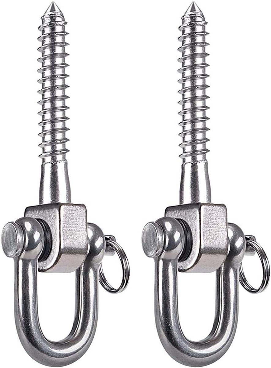 SnelShoppen - Swing Hangers 180° Schroefset Beugels, 800 KG Capaciteit Roestvrij Staal Hangmat Haken voor Speeltuin Yoga Hangmat Touw Stoel Zandzak Te