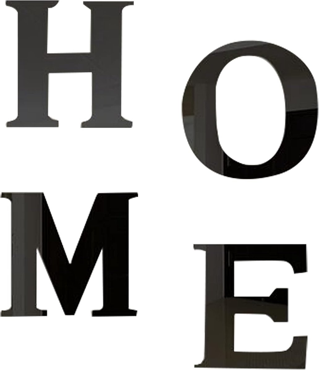 SnelShoppen - 4 Stks Acryl Spiegel Muurstickers 3D Letters - Zelfklevende Decoratie voor Thuis, Keuken, Slaapkamer, Woonkamer, Badkamer - Milieuvriend