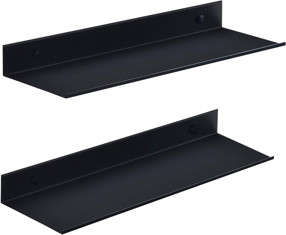 SnelShoppen - Black Shower Caddy 2 Stuks, 40CM Wandplanken voor Badkamer, RVS Driehoekige Wandplank zonder Boren, Badkameropslag voor Keuken, Woonkame