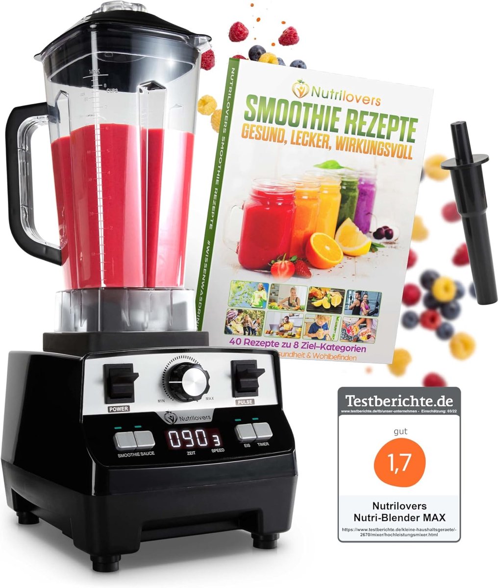 SnelShoppen - Professionele 2000W Blender met 2L Jug - Smoothie Maker, Stand Mixer, BPA-vrij, 9 Snelheden, Digitale Timer voor Smoothies, Soepen en Sa