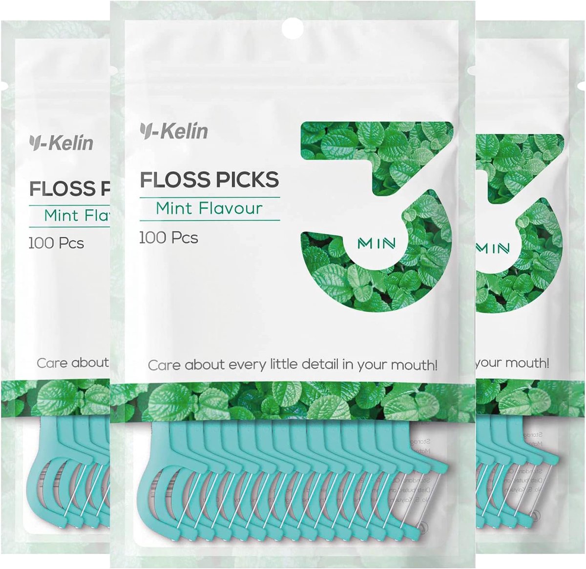 SnelShoppen - Y-Kelin Dental Floss 100pcs - Tandfloss, Tandenstokers, Floss Picks, Tandenreiniging, Munt, 100 Stuks voor Gezonde Tanden en Mondverzorg